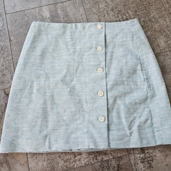 Loft Metallic Button Skirt blue with silver threads sz 10 - Picture 5 of 5